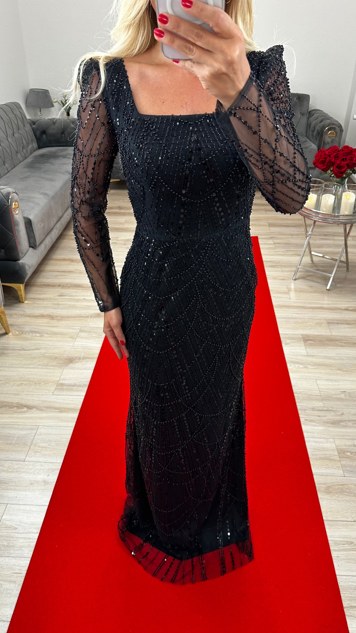 Abendkleid mit Schleppe Schwarz