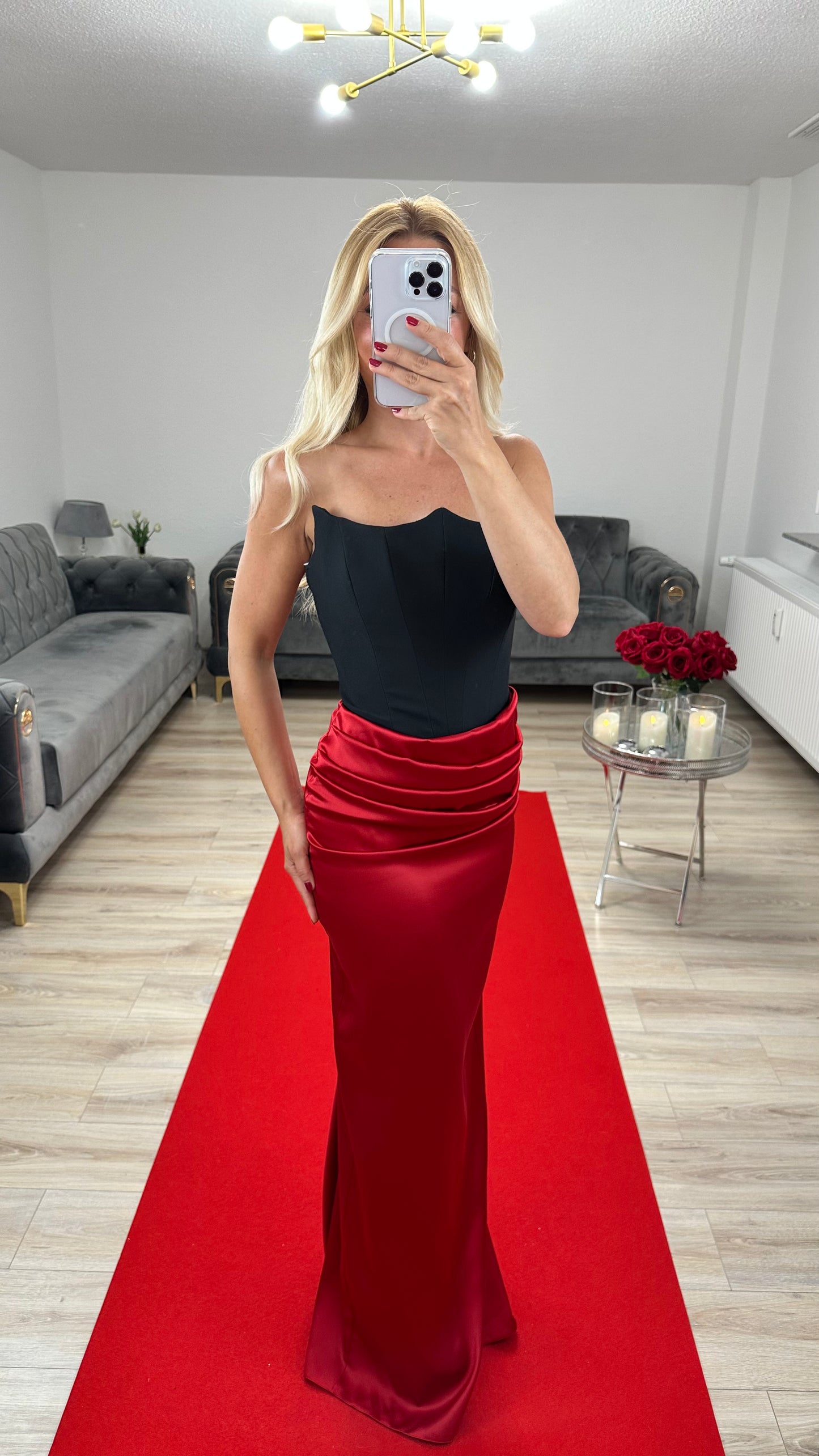 Red Satin Long Dress