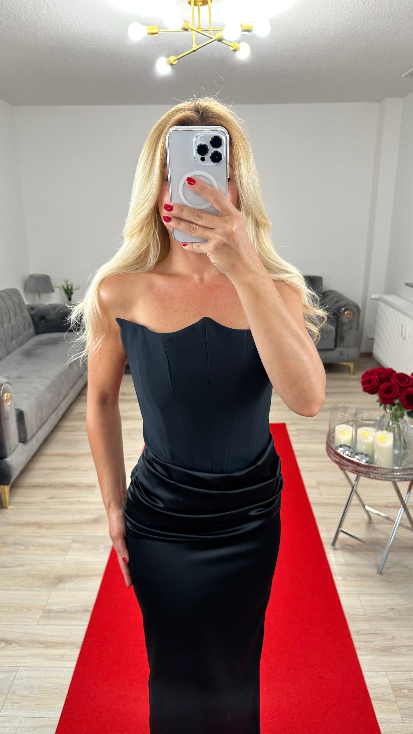 Black Satin Long Dress
