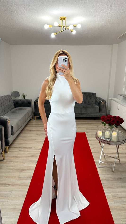 Abendkleid Weiss Satin