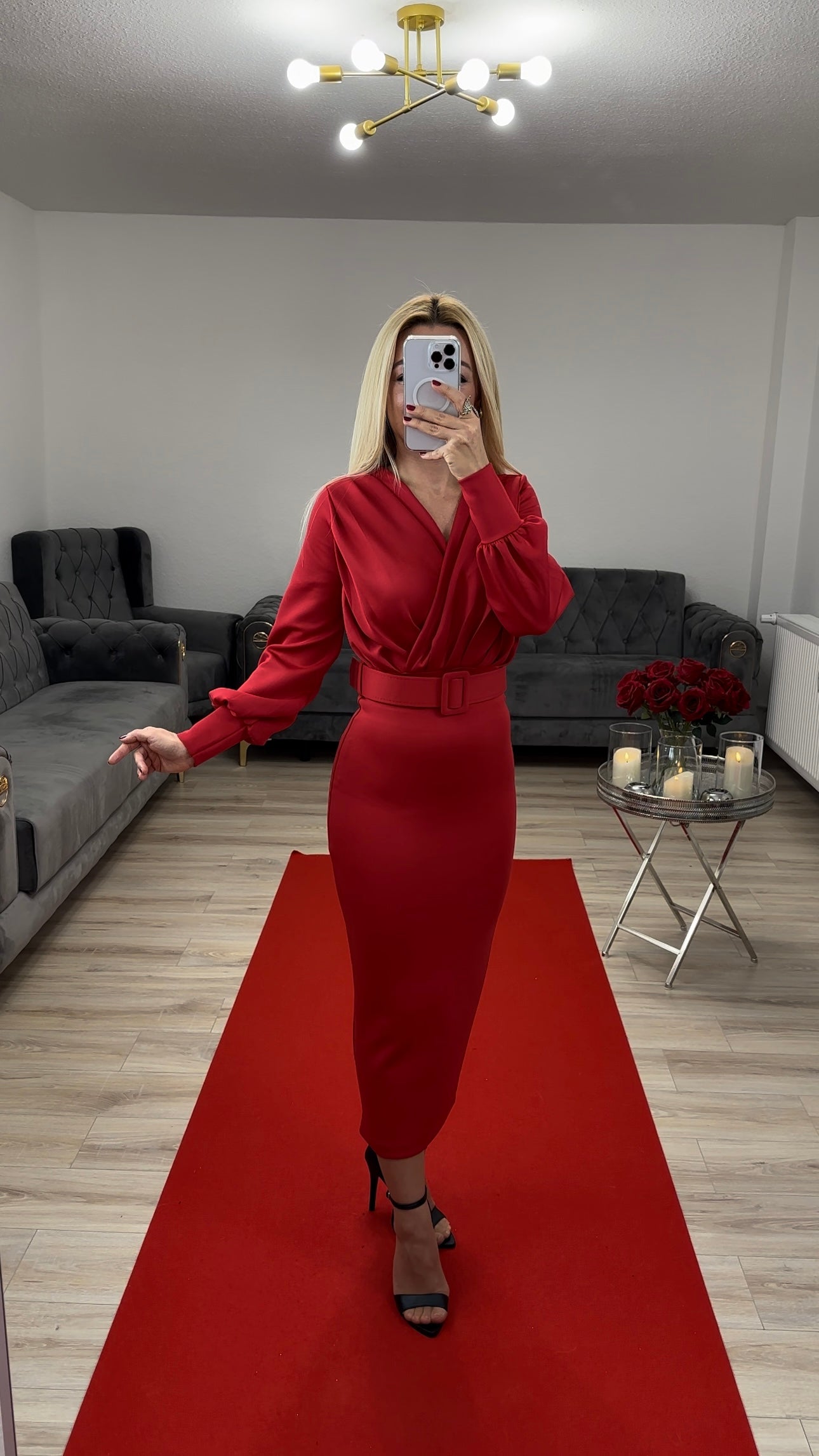 Midikleid Rot