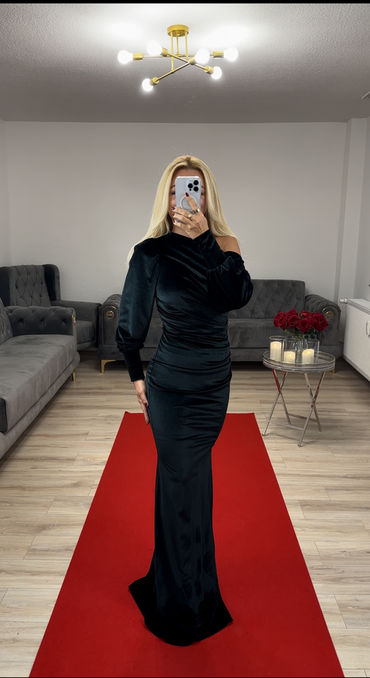 Samtkleid Schwarz