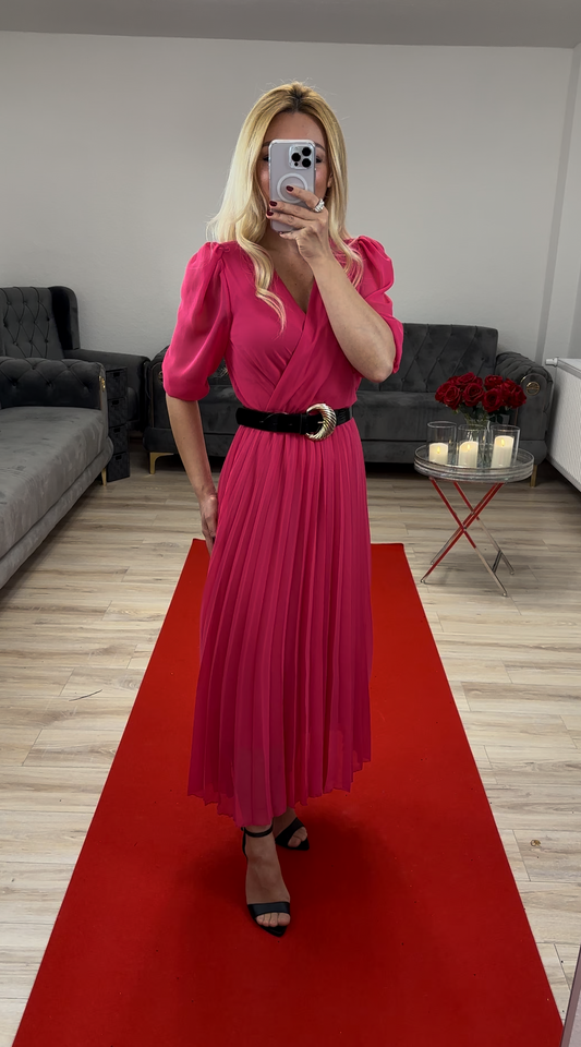 Kleid mit Gürtel Fuchsia