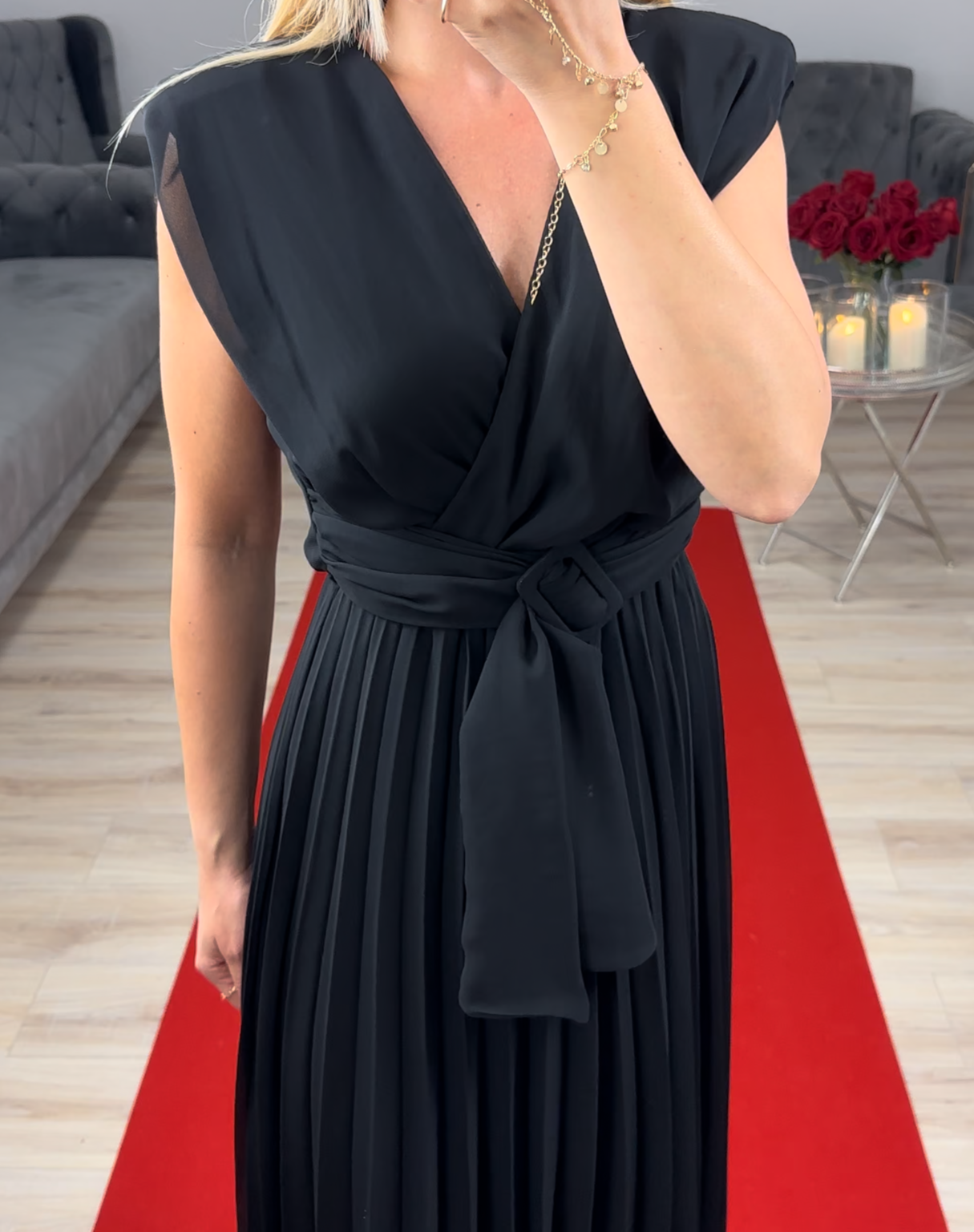 Kleid Schwarz mit Gürtel