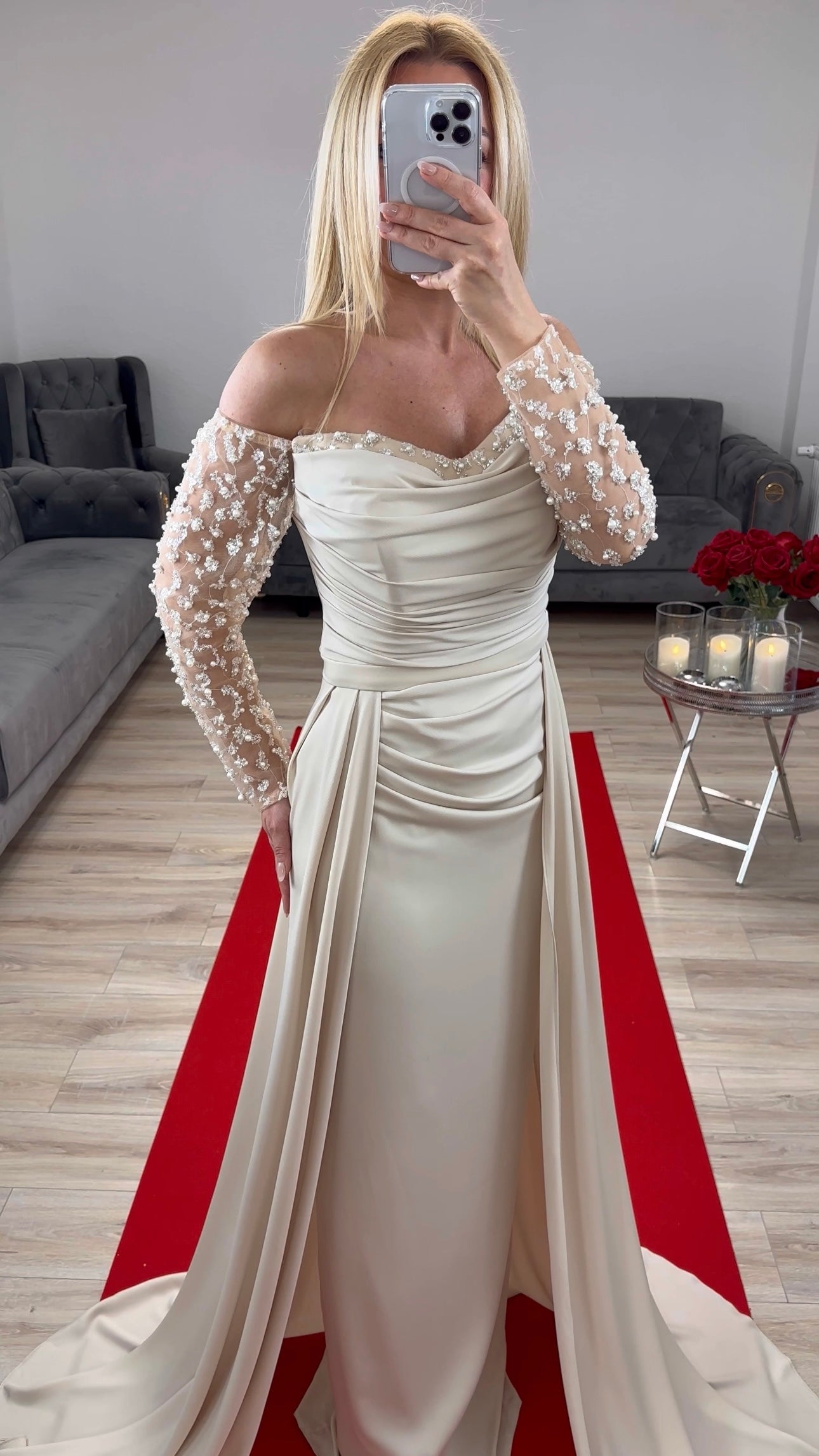 Abendkleid Hellbeige