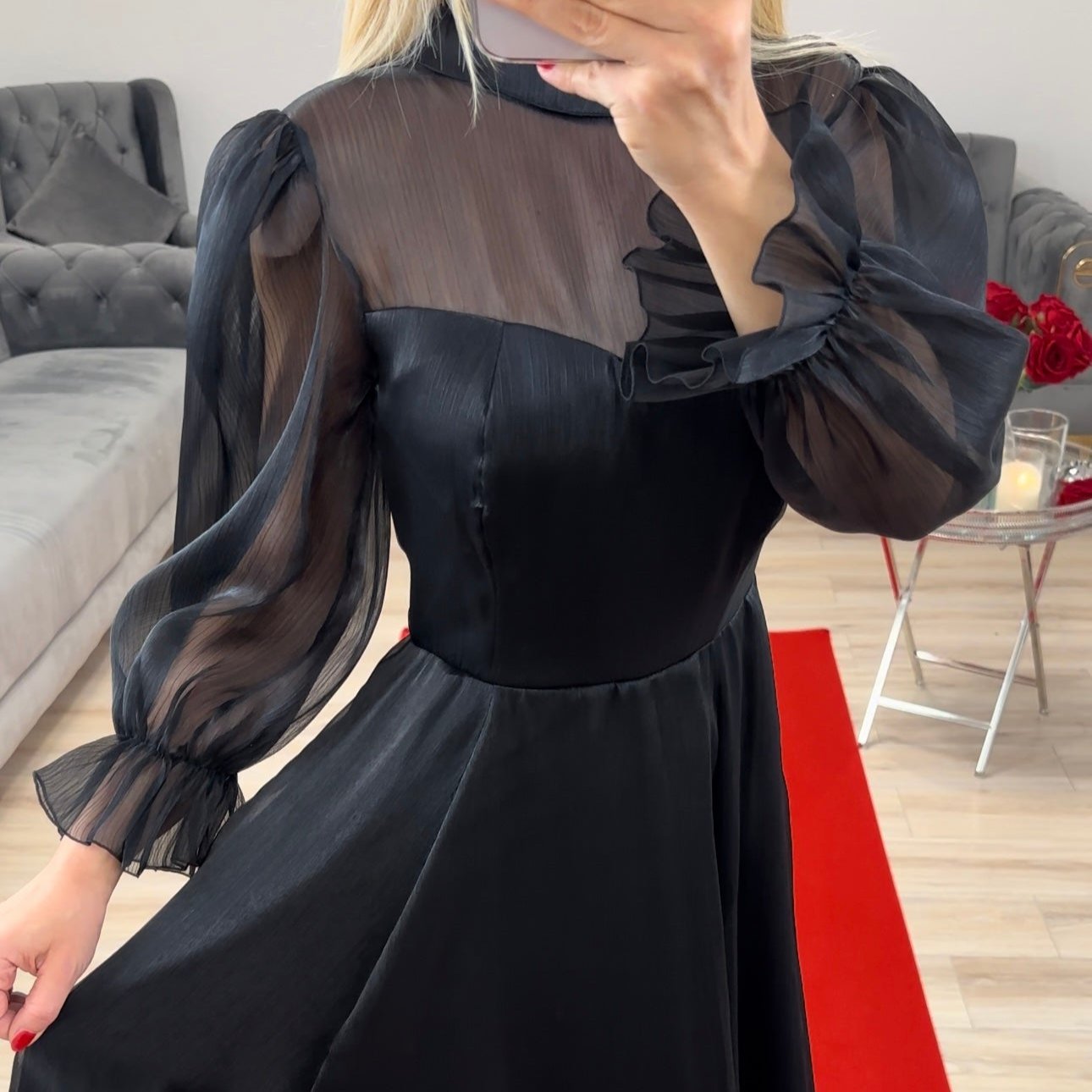 Midikleid Tüll Schwarz