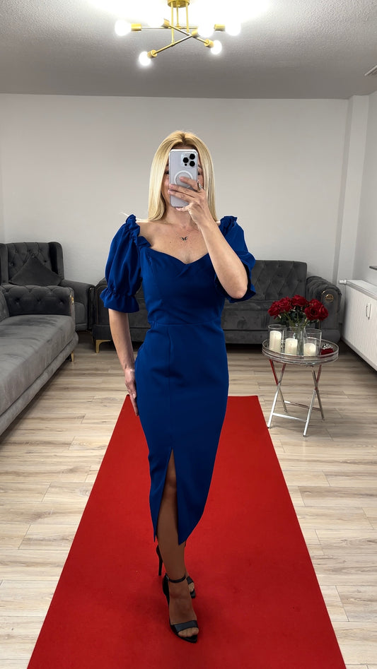 Midikleid mit Gürtel Blau