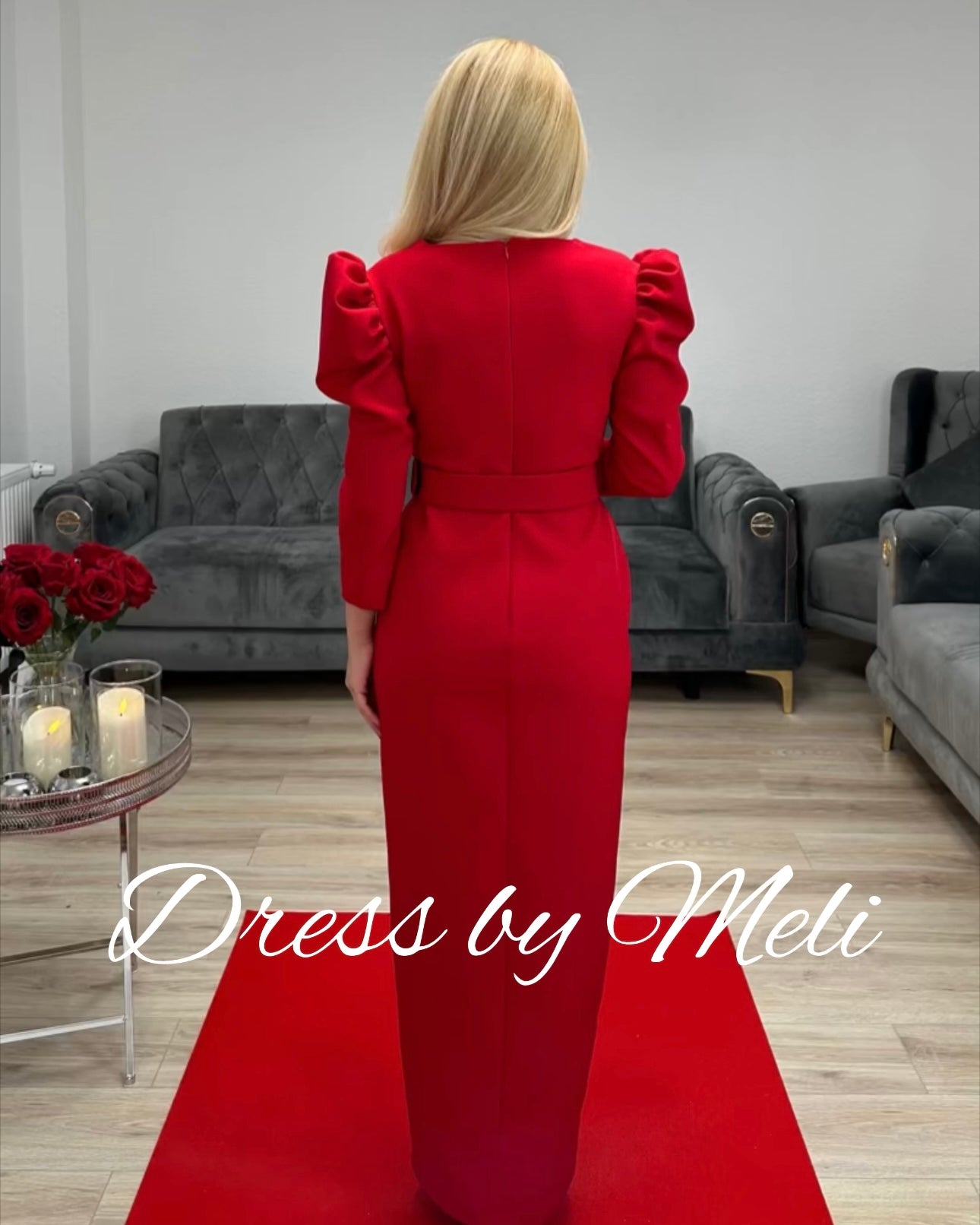 Midikleid Rot mit Gürtel